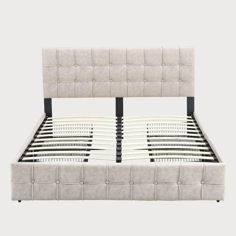 Full Size Platform Bed Frame with 4 Storage Drawers