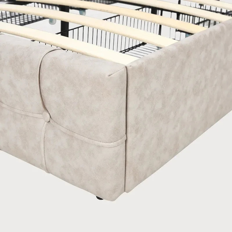 Full Size Platform Bed Frame with 4 Storage Drawers