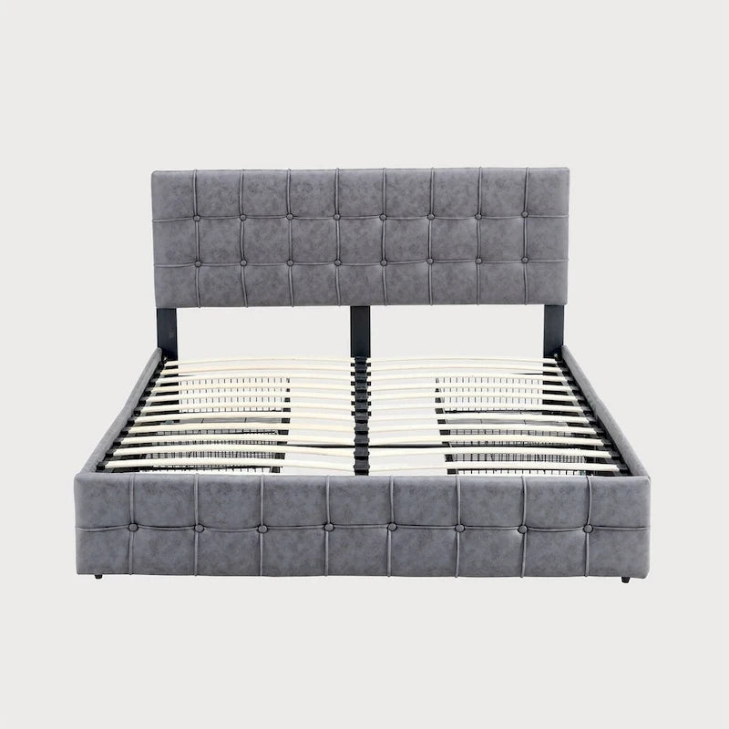 Full Size Platform Bed Frame with 4 Storage Drawers