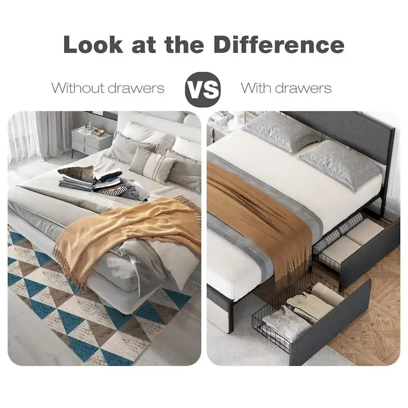 Bed Frame with 2 Storage Drawers