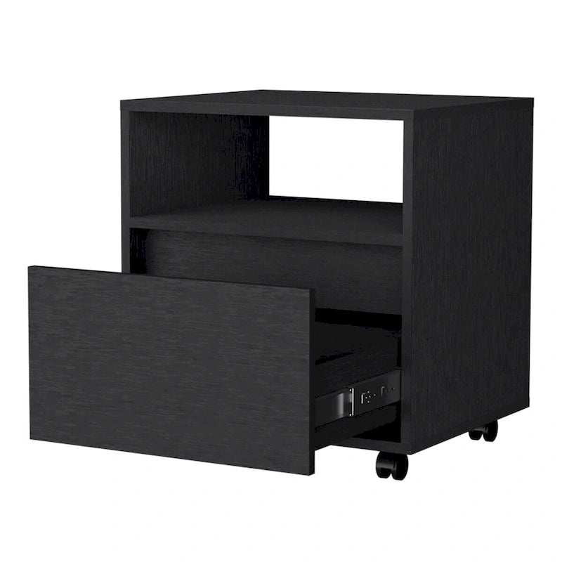 Contemporary Nightstand with Spacious Drawer and Open Top Shelf