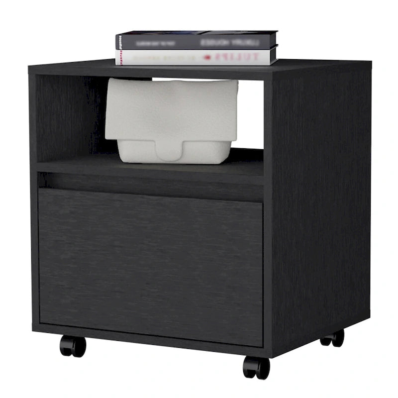 Contemporary Nightstand with Spacious Drawer and Open Top Shelf