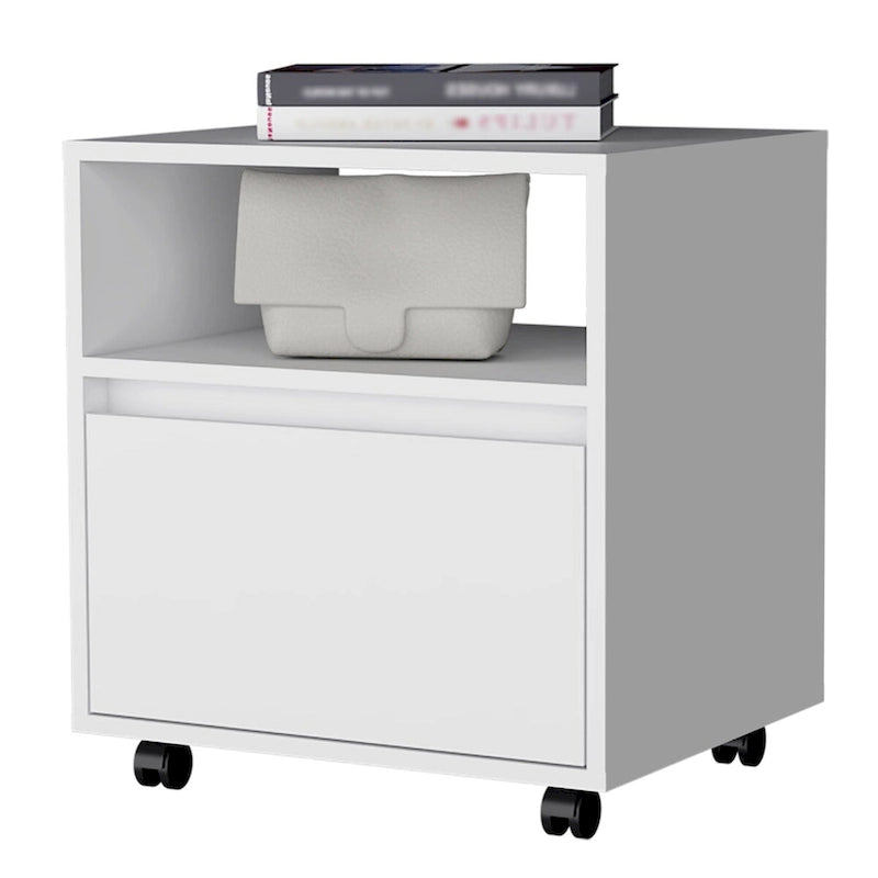 Contemporary Nightstand with Spacious Drawer and Open Top Shelf