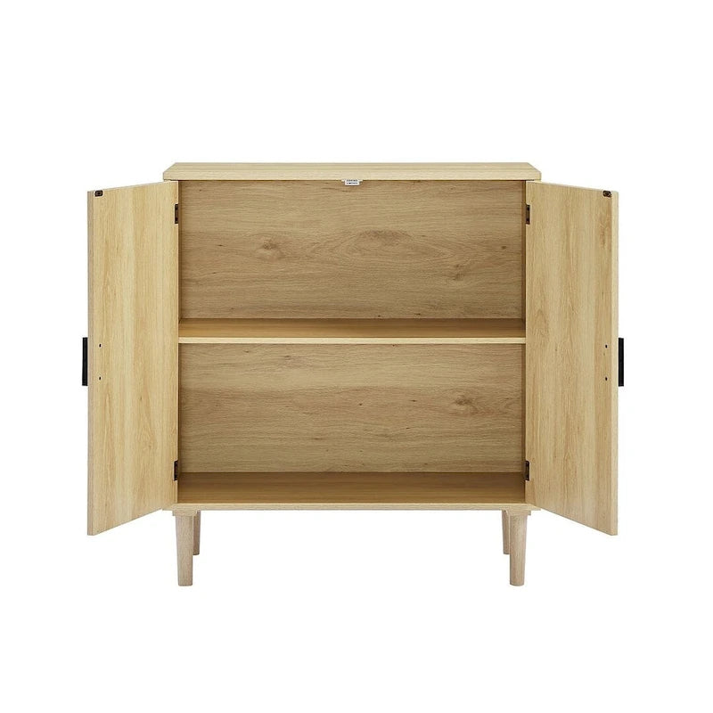 Rustic Storage Cabinet with 2 Rattan Doors