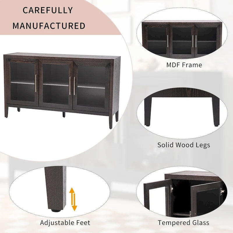 Armoire de rangement en bois de 58,2 po avec portes et tablette réglable – S.O.