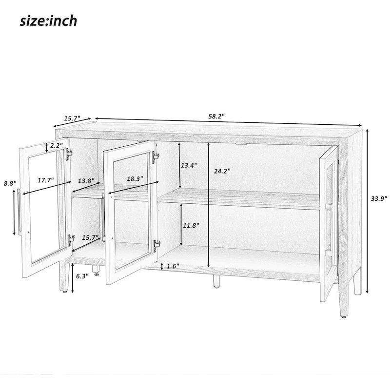 Armoire de rangement en bois de 58,2 po avec portes et tablette réglable – S.O.