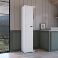 Meuble de rangement 1 porte et 4 étagères en bois composite blanc de 178 cm de haut