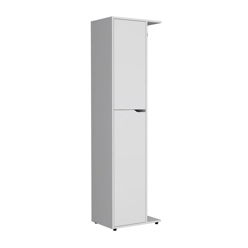 Meuble de rangement 1 porte et 4 étagères en bois composite blanc de 178 cm de haut
