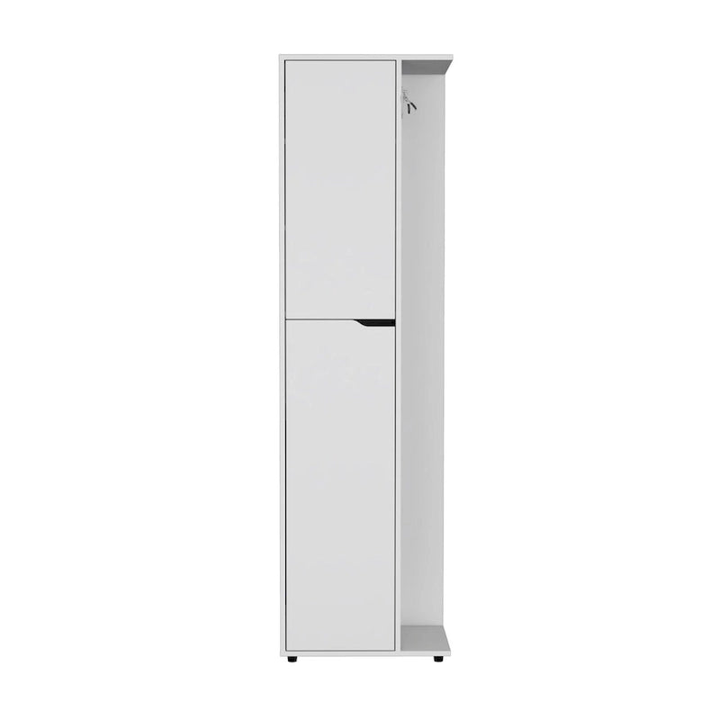 Meuble de rangement 1 porte et 4 étagères en bois composite blanc de 178 cm de haut