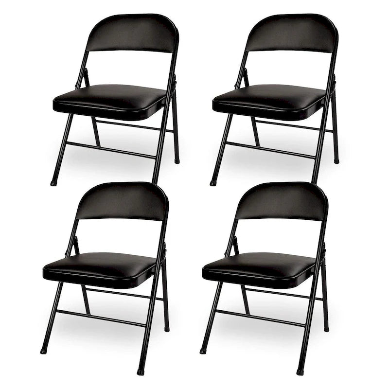 Javlergo 4 Pack Folding Chairs with Padded Cushion, Indoor Outdoor Portable Metal Chairs for Home Office