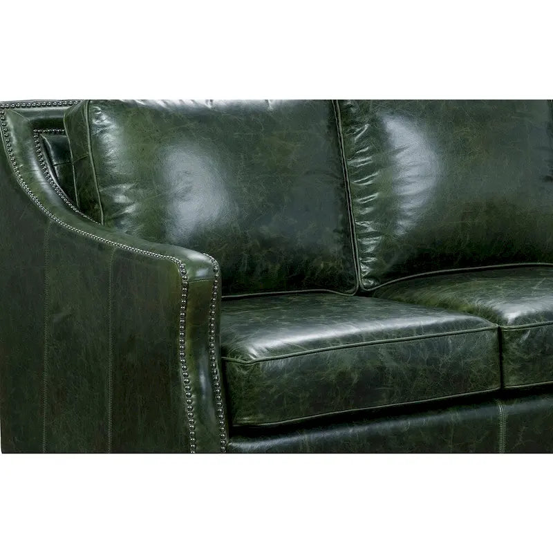 Essex Distressed Green Top Grain Leather Sofa and Chair Set