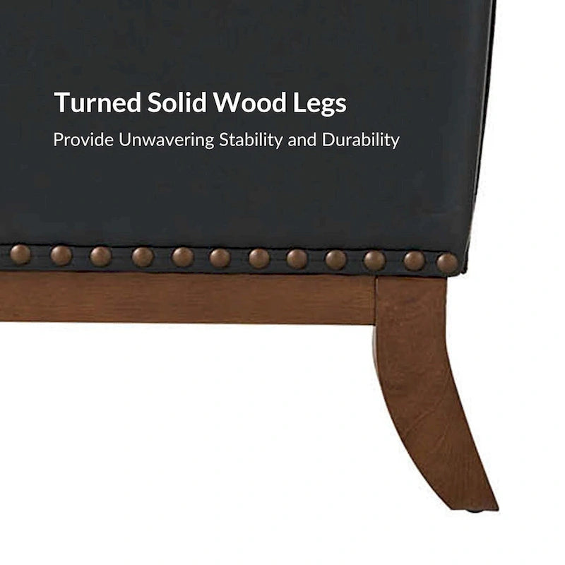 Lourdes Genuine Leather Armchair with Solid Wood Frame and Removable Seat Cushion,Set of 2 by HULALA HOME