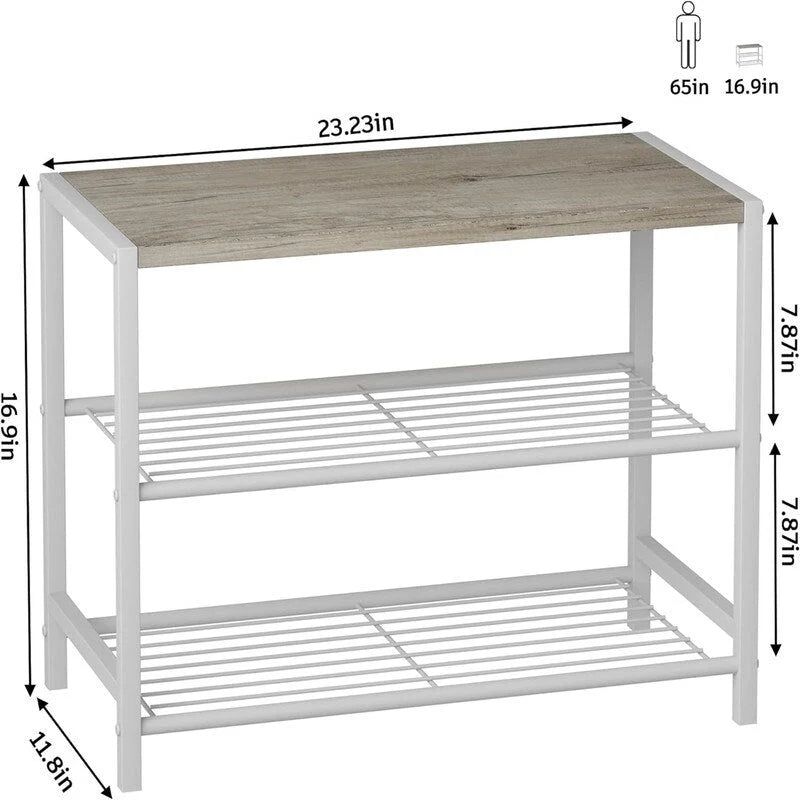 3-Tier Shoe Rack - 11.8D x 23.23W x 16.9H