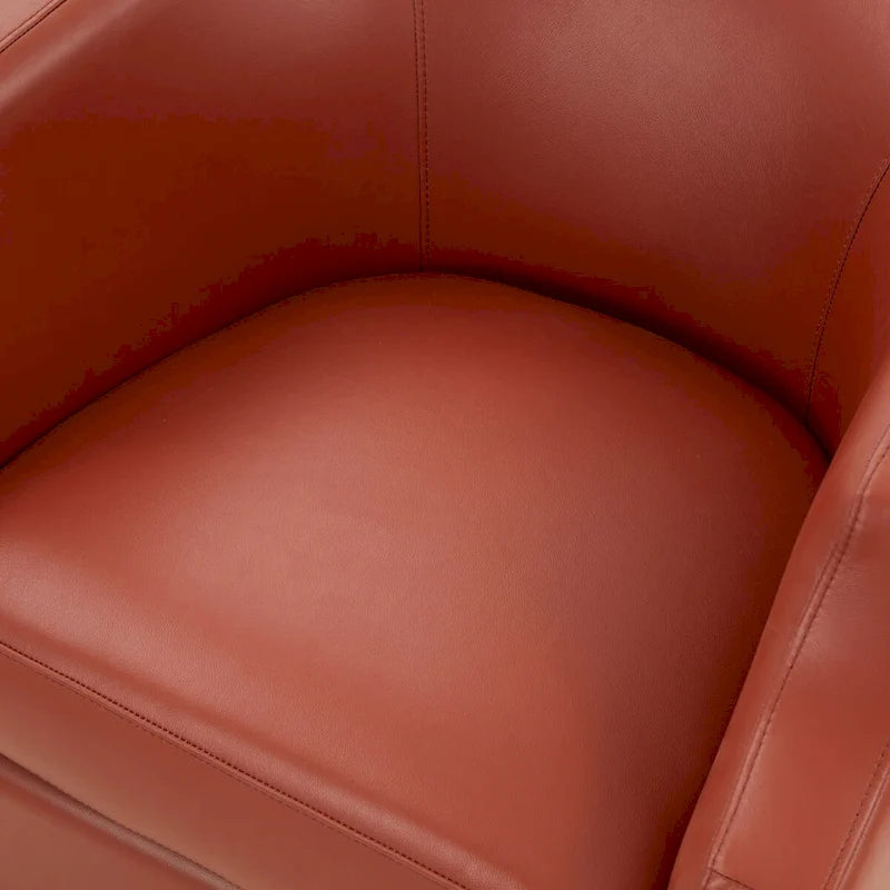 Everette Midnight Blue Top Grain Leather Swivel Glider Barrel Chair by Greyson Living