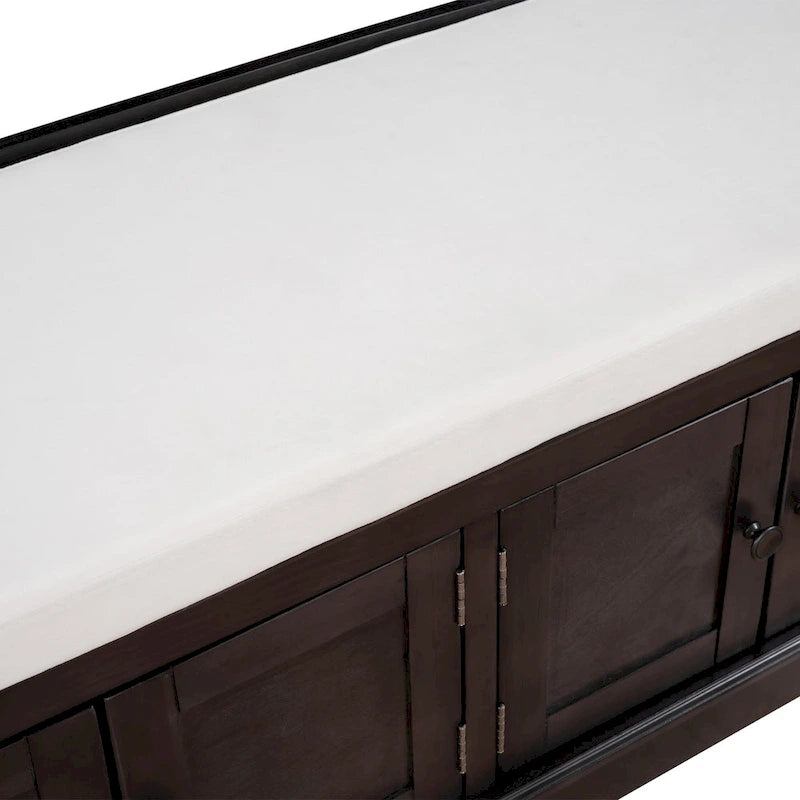 Banc de rangement avec 4 portes et étagères réglables, Banc à chaussures avec coussin amovible pour Salon, Entrée