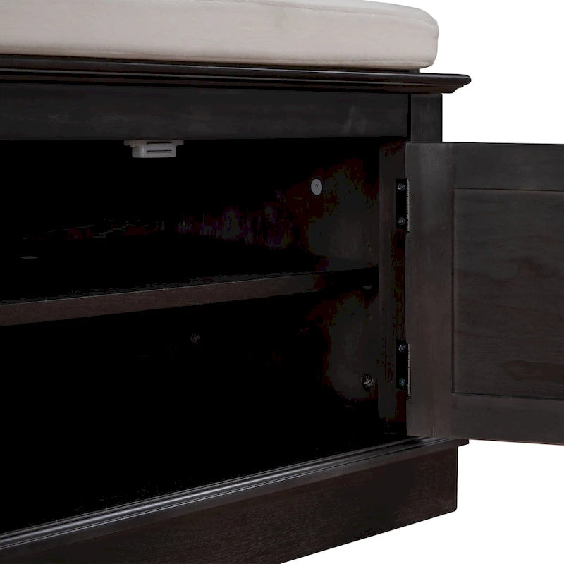 Banc de rangement avec 4 portes et étagères réglables, Banc à chaussures avec coussin amovible pour Salon, Entrée