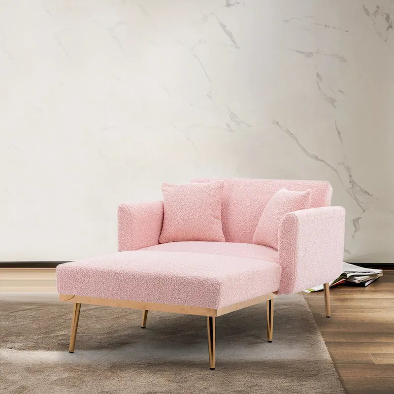 Chaise lounge chair/accent chair,Curved edges, padded with thick foam and upholstered with high-quality fabric