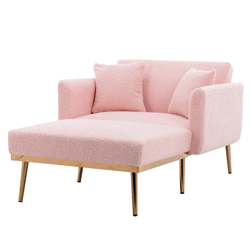 Chaise lounge chair/accent chair,Curved edges, padded with thick foam and upholstered with high-quality fabric