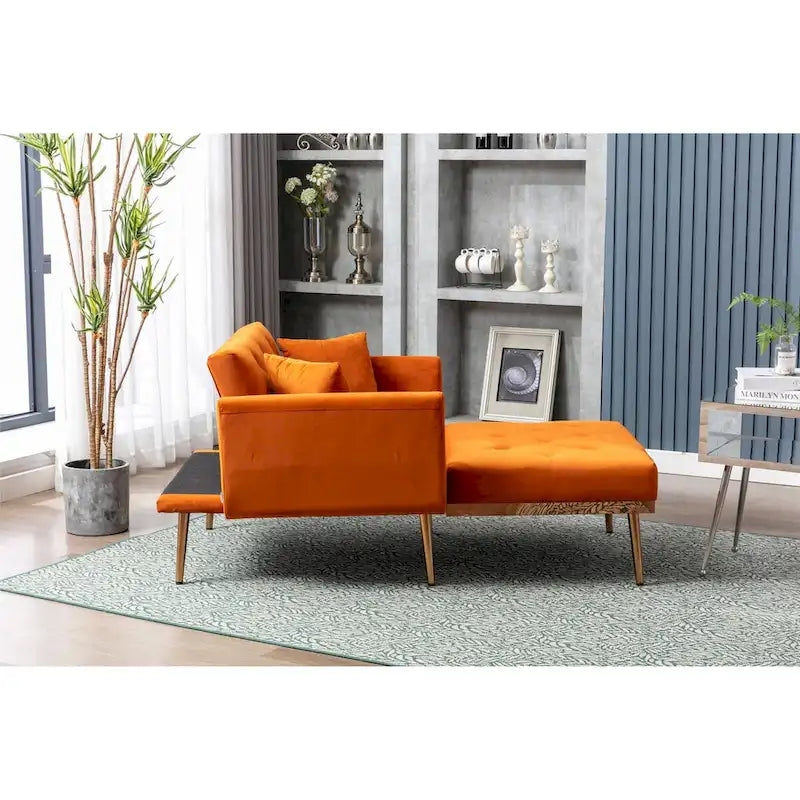 Chaise lounge chair/accent chair,Curved edges, padded with thick foam and upholstered with high-quality fabric