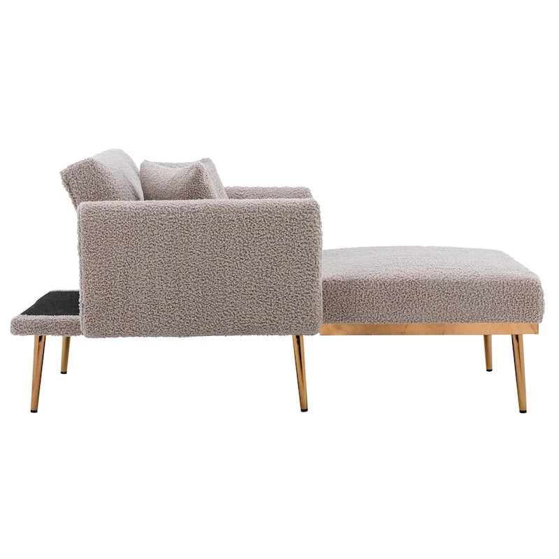 Chaise lounge chair/accent chair,Curved edges, padded with thick foam and upholstered with high-quality fabric