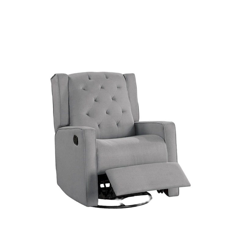 Contemporary Polyfiber Swivel Recliner Chair 1pc Manual Motion Wing Back Tufted Cushion Living Room Furniture Glider Chair