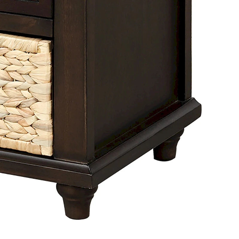 Banc de rangement de style ferme classique avec un coussin de siège amovible en mélange de lin