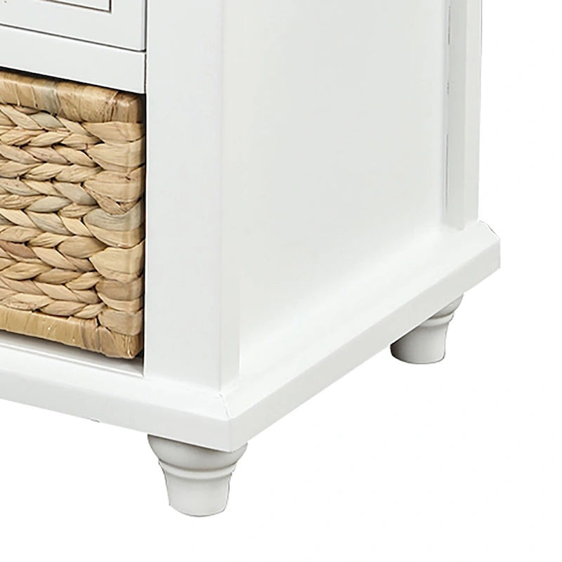 Banc de rangement de style ferme classique avec un coussin de siège amovible en mélange de lin