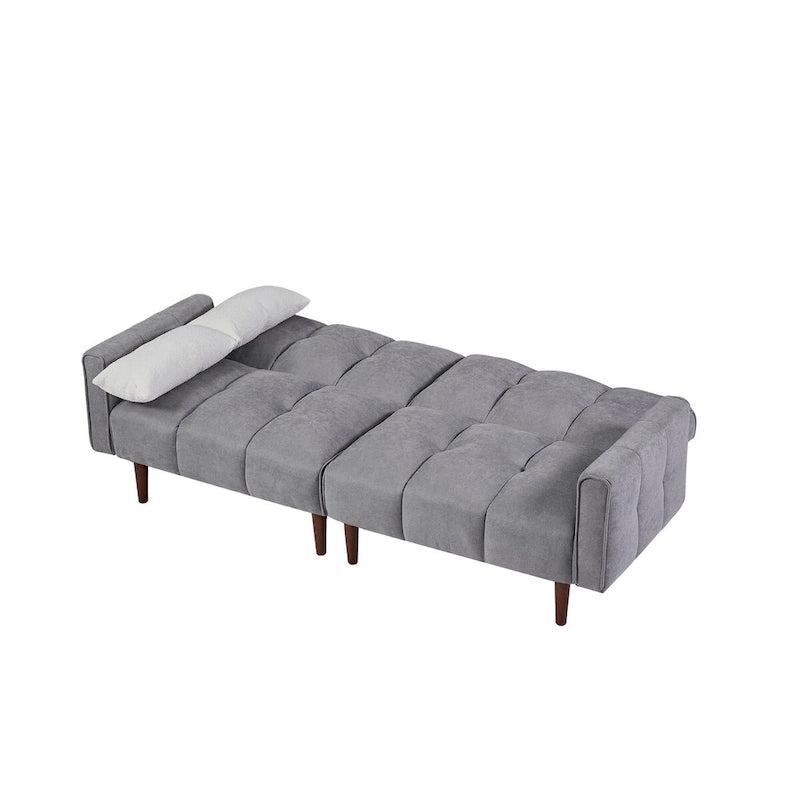Convertible Futon Sofa Bed, Adjustable Couch Sleeper, Modern Fabric Linen Upholstered Futon Sofa bed with 2 Pillows