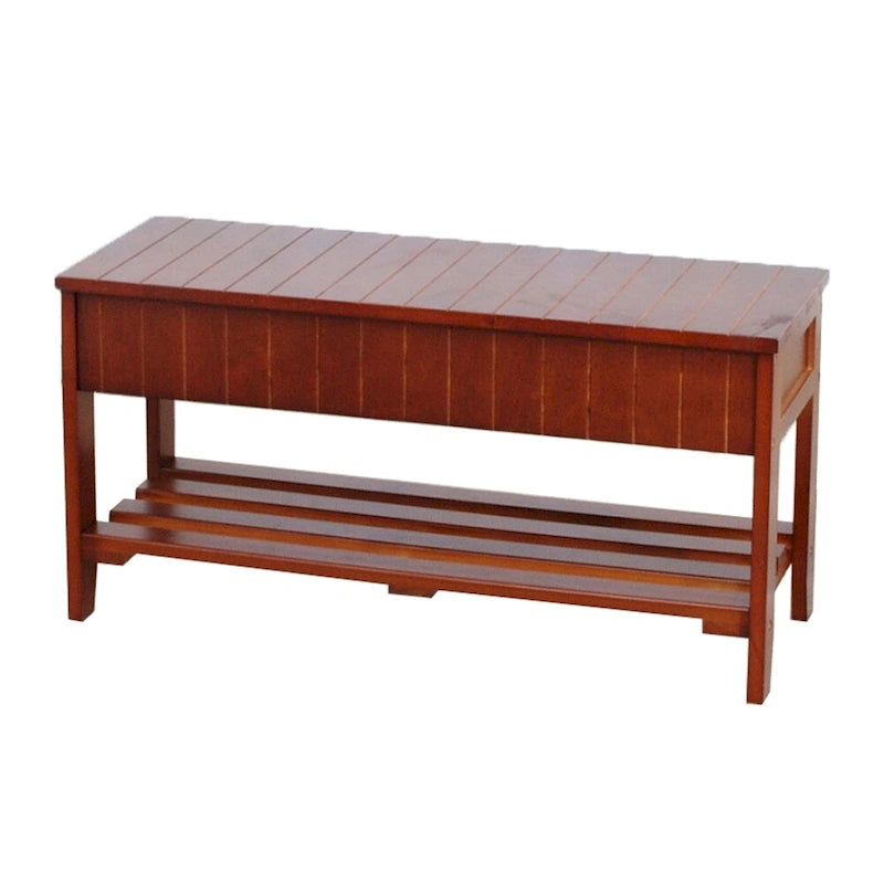 Banc à chaussures en bois massif avec rangement et pieds