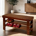 Wood Shoe Bench with Shelf and Legs