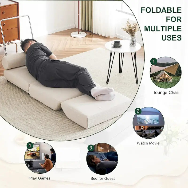 Single Sofa Chair Foldable Bed with Pillow,Portable Sofa Bed,Sofa Chair,Made of Breathable and Wearable Linen