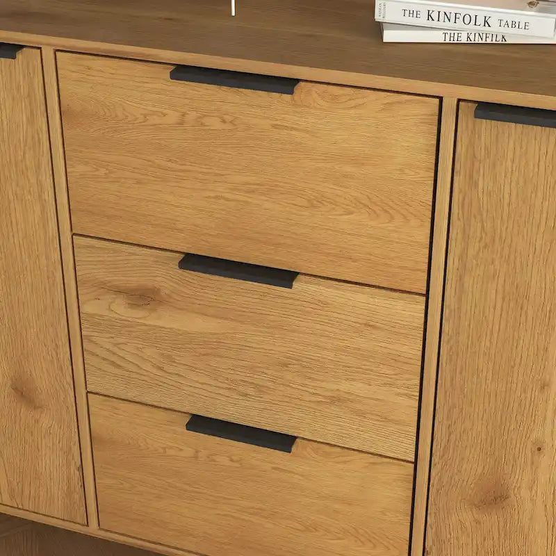 Bahut de salle à manger avec rangement, meuble de bar à café en bois, buffet de cuisine de 120 cm avec 3 tiroirs et 2 portes