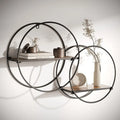 Isabella Round Wood-Metal Modern Wall Shelf - 17.25H x 23W x 5.5D