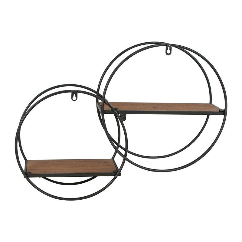 Isabella Round Wood-Metal Modern Wall Shelf - 17.25H x 23W x 5.5D