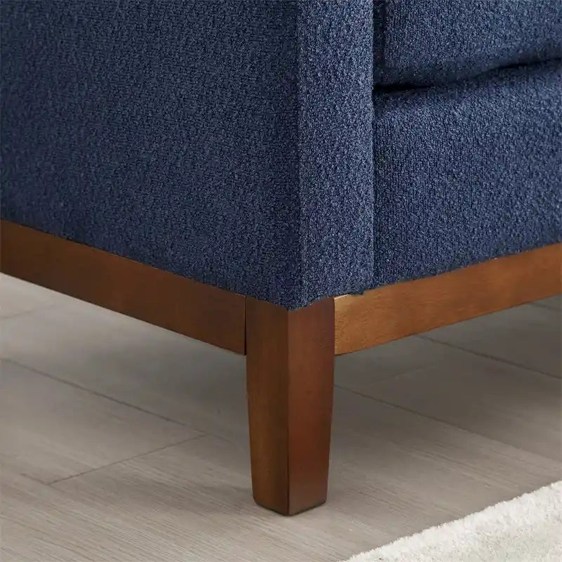 Elegant Upholstered Bench,Ottoman with Wood Legs & Bolster Pillows