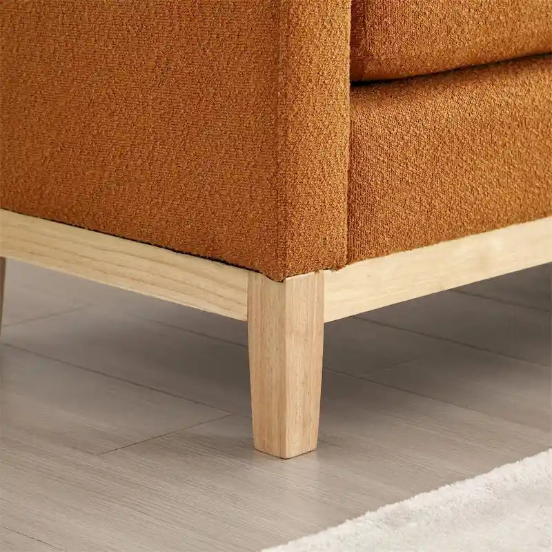 Elegant Upholstered Bench,Ottoman with Wood Legs & Bolster Pillows
