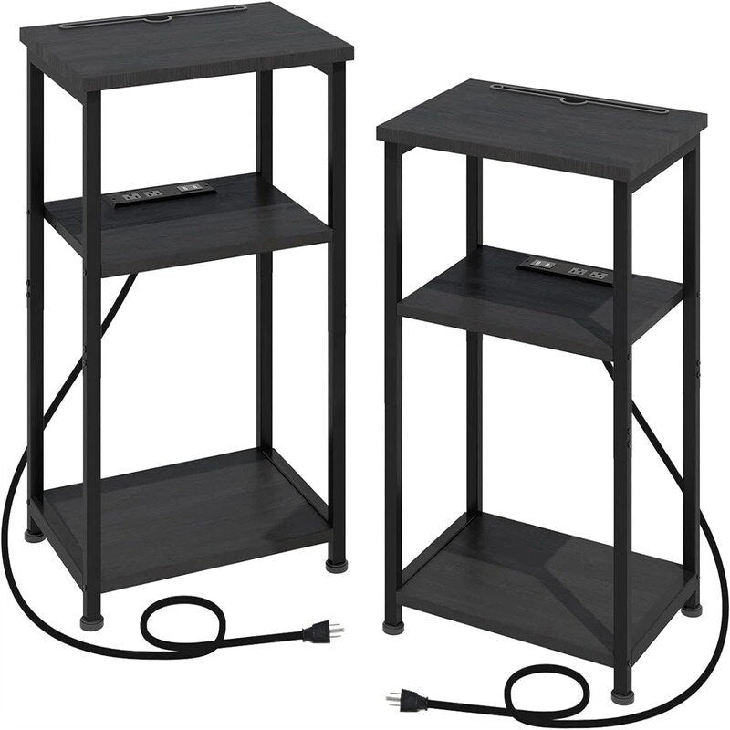 Narrow Side Table with Charging Station - 15.35D x 11.8W x 22.8H