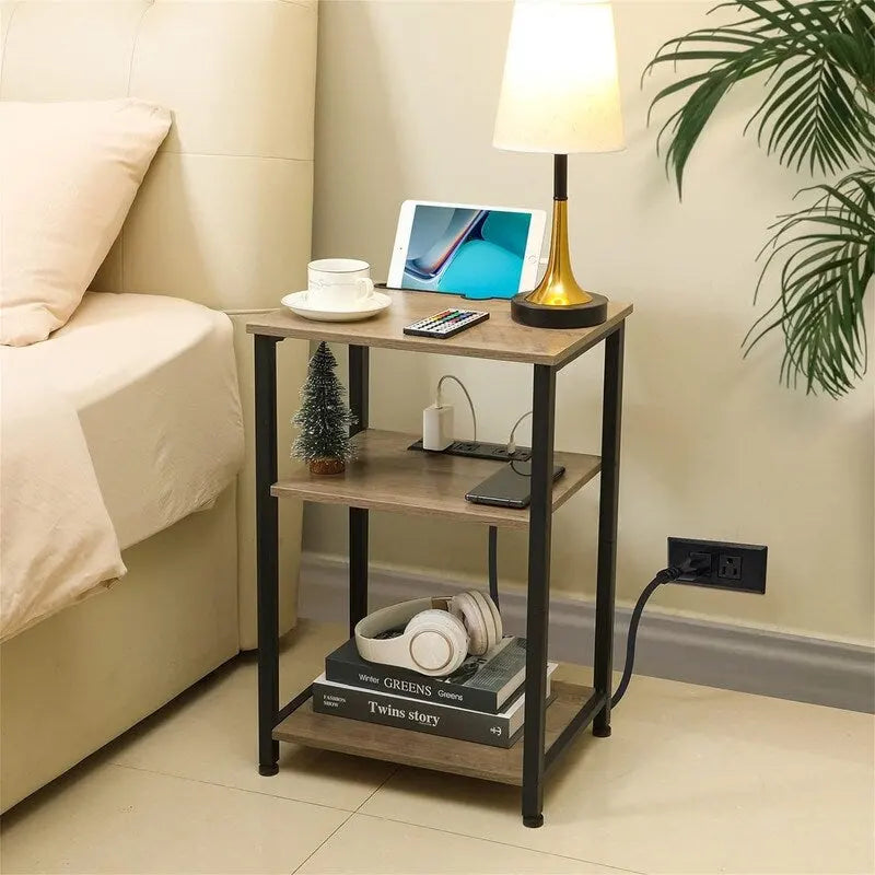 Narrow Side Table with Charging Station - 15.35D x 11.8W x 22.8H