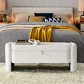 Oval Ottoman Storage Chenille Fabric Bench with Large Storage Space