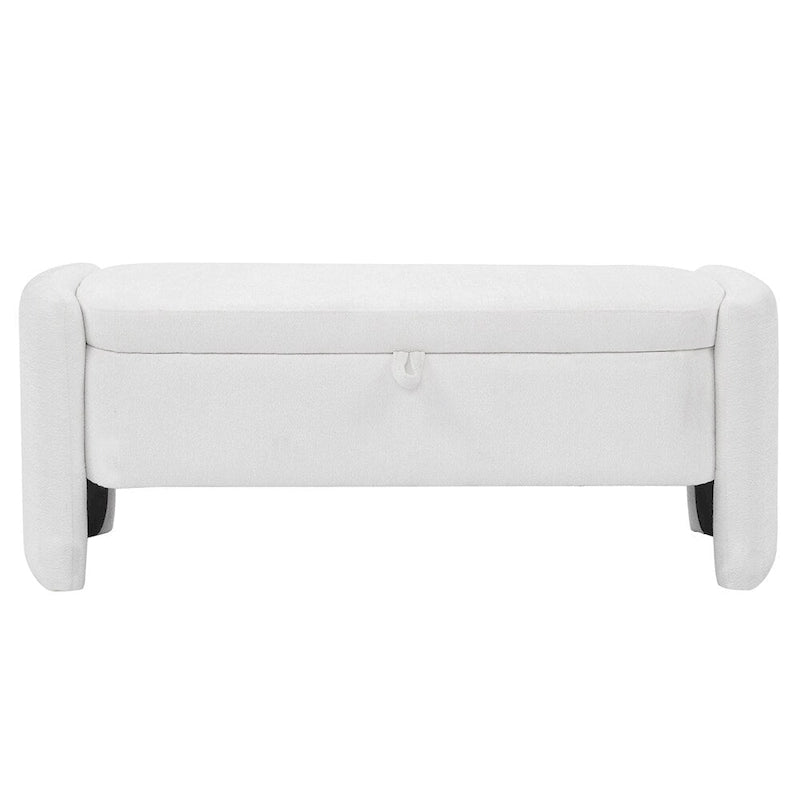Banc de rangement ottoman ovale en tissu chenille avec grand espace de rangement