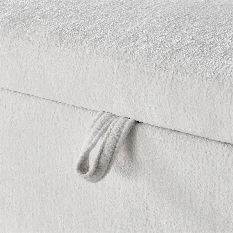 Banc de rangement ottoman ovale en tissu chenille avec grand espace de rangement