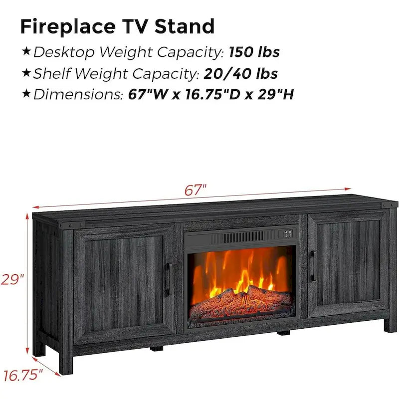 Electric Fireplace TV Stand with TVs up to 65 Inch - 65 inches