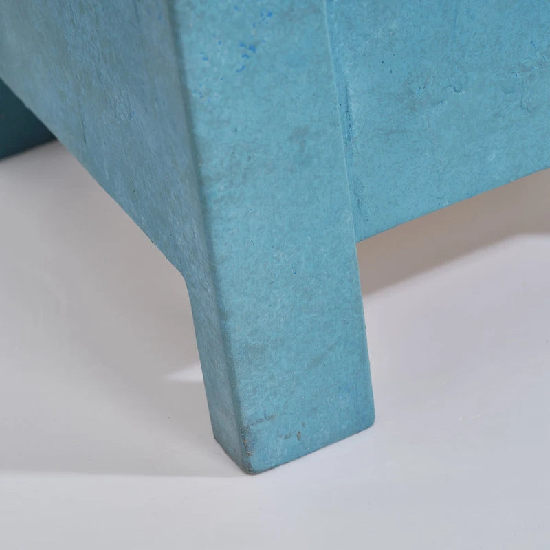 Modern Classic Blue/Grey Square Wooden Light End Table, Side Table