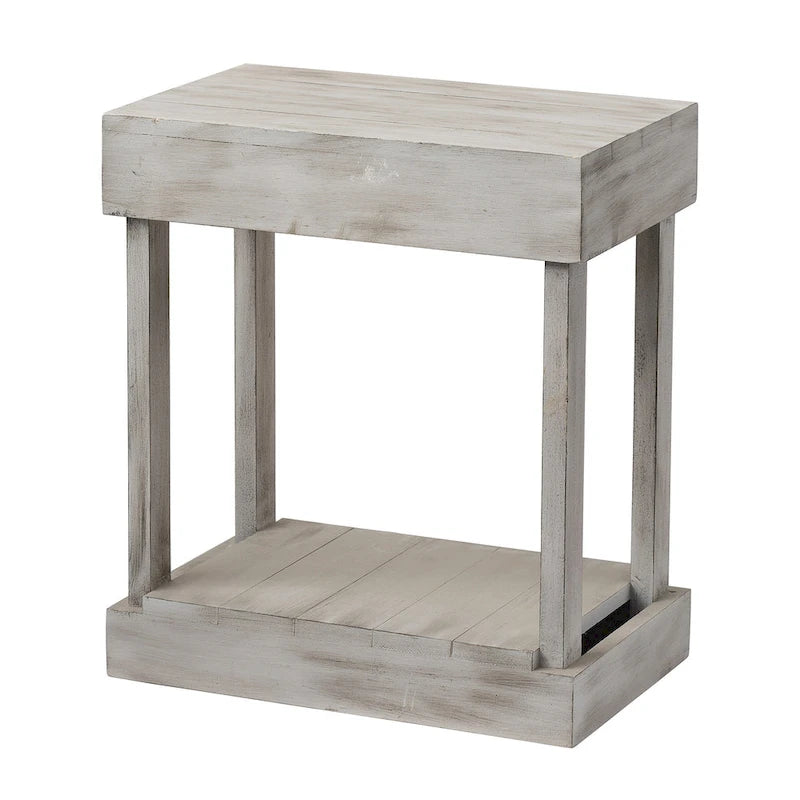 Modern Classic Blue/Grey Square Wooden Light End Table, Side Table