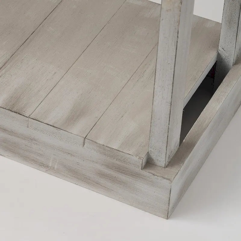Modern Classic Blue/Grey Square Wooden Light End Table, Side Table