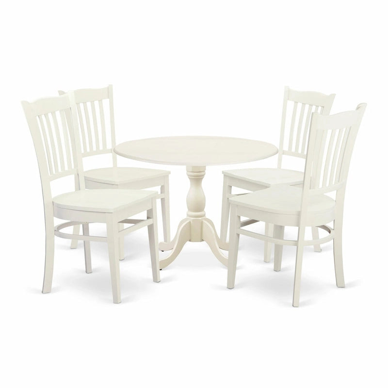 East West Furniture 5 Piece Dining Room Table Set- a Round Kitchen Table and 4 Dining Chairs, (Finish Options)