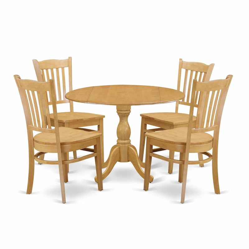 East West Furniture 5 Piece Dining Room Table Set- a Round Kitchen Table and 4 Dining Chairs, (Finish Options)
