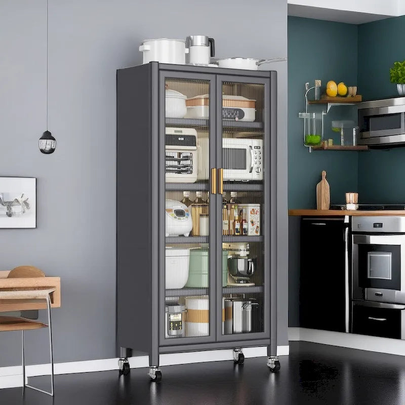 Étagères de cuisine ouvertes, du sol au plafond, rangement micro-ondes multiniveaux, armoire de rangement pour bols, armoires latérales
