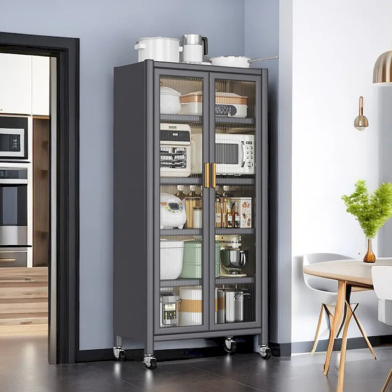 Étagères de cuisine ouvertes, du sol au plafond, rangement micro-ondes multiniveaux, armoire de rangement pour bols, armoires latérales