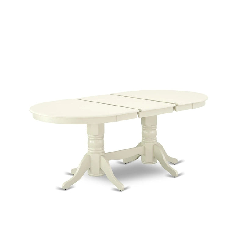 East West Furniture 9 Piece Kitchen Table Set- an Oval Dining Table and 8 Shitake Linen Fabric Chairs, Linen White